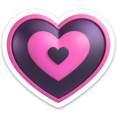 goth sakura heart, black heart with metallic pink sakura, shiny and bold sticker