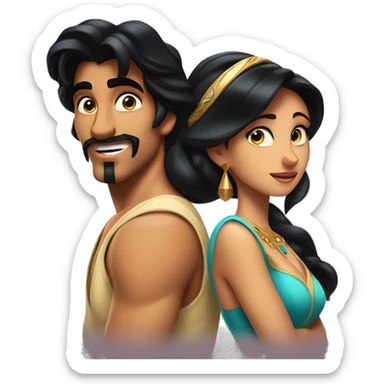 Aladdin, Jasmine and the genio  sticker