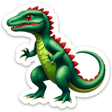 Salandit-Treecko-Kecleon-Fakémon-Pokémon-hybrid-creature (full body)  sticker