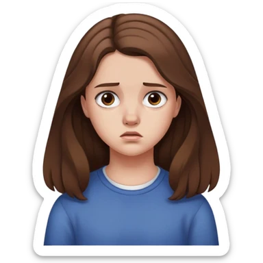 Teenage girl with long brown hair and sad expression, Hannah Baker character sticker