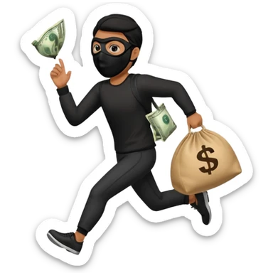 Thief running away with money bag  sticker