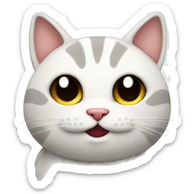 Cat with big hearts in place of eyes with a soft smile. Minimalist style sticker