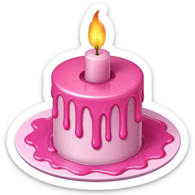 A drawing of a flaming pink candle that could be used at a romantic dinner table. The camera should be isometric at an ultra-high angle. sticker