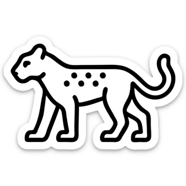 leopard icon, outlined style, no fill, strong black lines, minimalist sticker