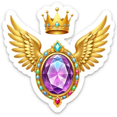 HUGE magic galactic nebula complex gemstone award-in-frame-decorated-with-big-golden-angel--wings and crown sticker