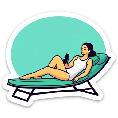 woman practicing self care, relaxing sticker