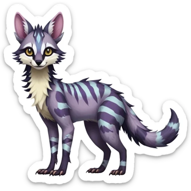 Feral Rare Fantasy dark colorful pastel Vernid-Sergal-Genet-Trico-species by LiLaiRa, random markings, tufted tail, tufted ears, full body sticker