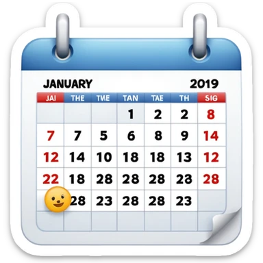 An emoji of a Calander page showing only January 30, no other dates sticker