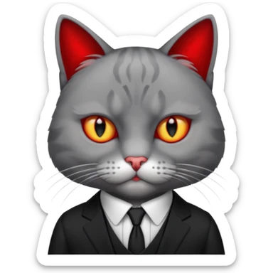 cat corleone mafia, red eyes, close head photo sticker