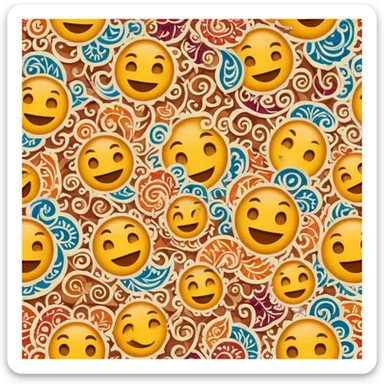 Cinematic Realistic Indonesian Batik Pop Culture Emoji, showcasing intricate, colorful batik patterns rendered with detailed textures and vibrant, cultural lighting. sticker