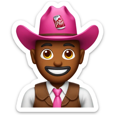 Dr.Pepper wearing a pink cowboy hat  sticker