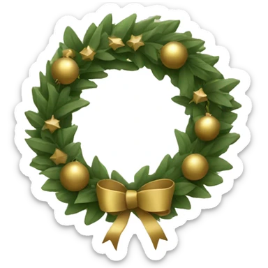 Khaki green and golden Christmas wreath sticker