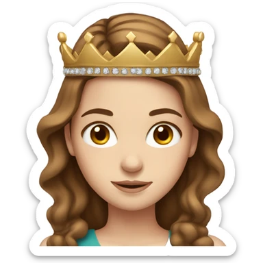 White girl with brown hair wearing a crown  sticker