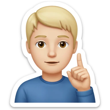 straight face with hand with only thumb sticking up right under chin pointing right sticker