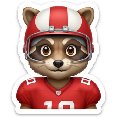 american football player raccoon red sticker
