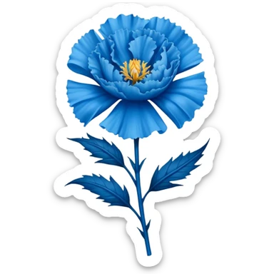 a tattoo design featuring a life like blue carnation flower without the stem and the number 14 sticker