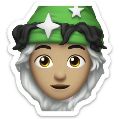 teenage white-skinned wizard with black hair green eyes in green disguise sticker