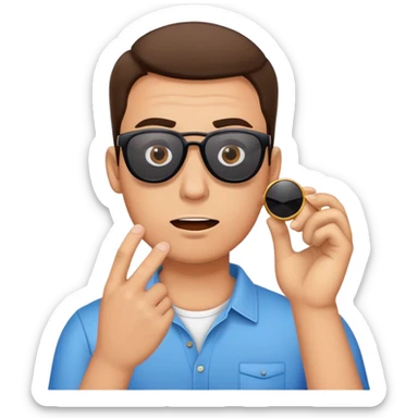 Stunned guy holding sunglasses  sticker