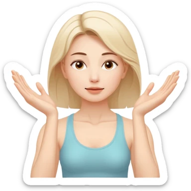 Minimal wellness-style emoji of a woman doing face yoga exercises, hands gently lifting and stretching facial muscles, calm and natural look, clear face yoga movement, simple and easy-to-understand icon, no beauty or medical elements

 sticker