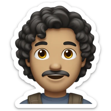 Man with black hair and mid-length, slightly curly, beardless without moustache, beige skin color, with a wad of silver in his hand  sticker