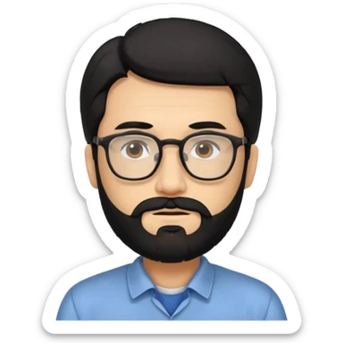 Professor in the la casa de papel TV show, with black hair and beard sticker