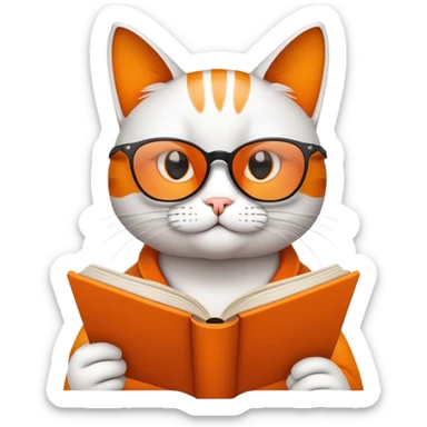 A cool and creative cat who loves to read sticker