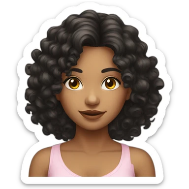 Beautiful Brazilian girl with curly black long hair sticker