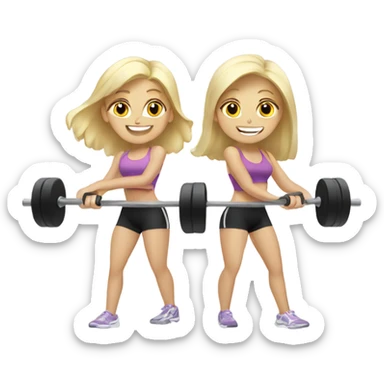 Two white blonde girls lifting weights sticker