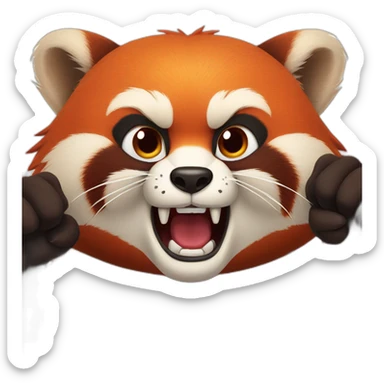 Angry Red Panda clenching its fists sticker