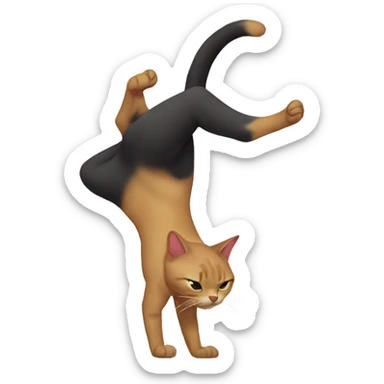 A cat doing a handstand sticker