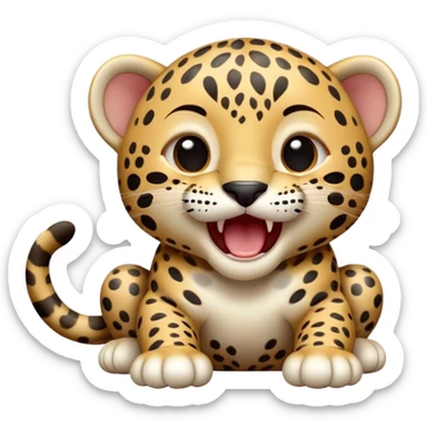 cinematic-realistic-yawning-baby jaguar-portrait-emoji,-head-tilted-slightly-with-a-dramatic,-wide-open-yawn,-showcasing-a-lithe,-graceful-build-with-distinctive-rosette-patterns-and-sleepy,-half-closed-eyes,-simplified-yet-irresistibly-adorable, realistic sticker