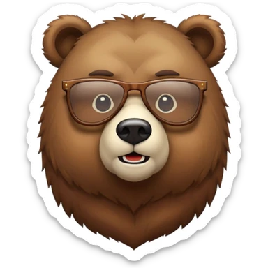 A bear with pixel giga chad glasses sticker