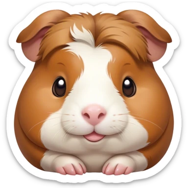 Meme-Worthy Cute Sleeping Brown and White Banded Guinea Pig Portrait Emoji, Head resting peacefully with a contented smile, showcasing a delightfully chubby build and a luxuriously soft banded coat of brown and white, eyes shut in a serene, cozy nap, Simplified yet hilariously adorable features, highly detailed, glowing with a soft, drowsy light, high shine, relaxed and utterly lovable, stylized with an air of playful laziness, bright and heartwarming, soft glowing outline, capturing the essence of a comically sleepy guinea pig, so meme-worthy it feels like it could instantly become the next viral sensation of adorable slumber! sticker