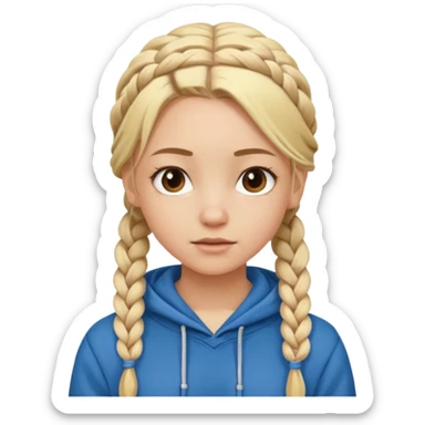 hoodie which cover her hair blonde girl with braided hair sticker