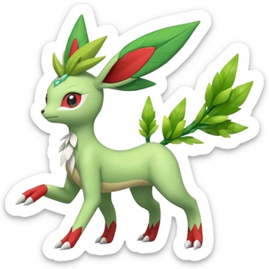 Shaymin-Leafeon-Sceptile-Flygon-Meloetta-Pokémon-Fakémon-fusion, full body sticker
