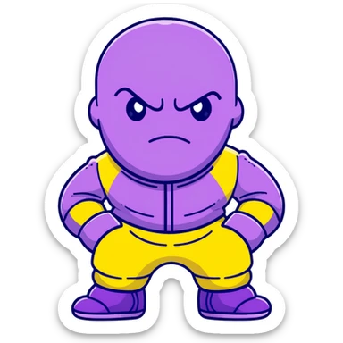 purple-skinned Thanos wearing a green Squid Game player tracksuit with number 230 sticker