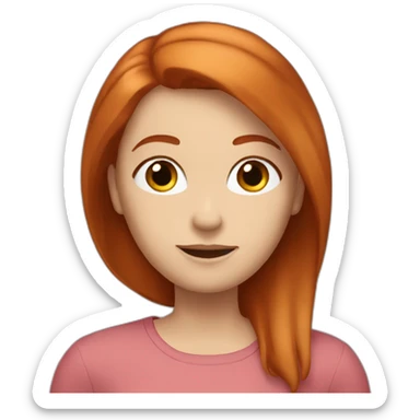 redhead white woman with medium long straight hair, saying evetything is ok sticker