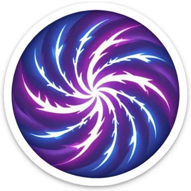 Combination of red blue lightening creating purple lightening in circle shape sticker