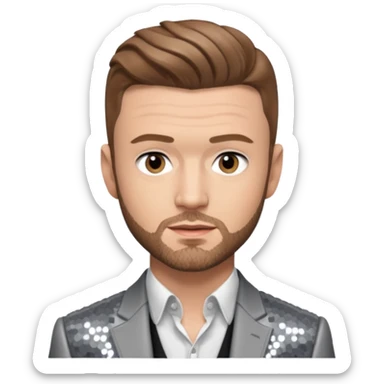 Justin Timberlake with light brown hair, grey sequin tour outfit  sticker