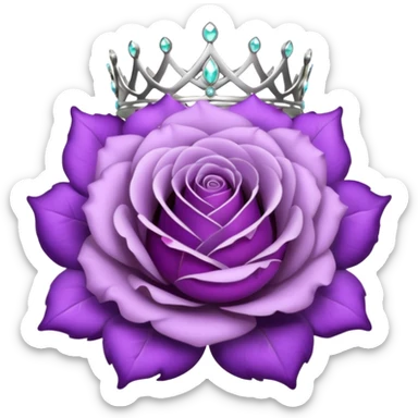 Purple rose flower, silver circle plaque, silver tiara sticker