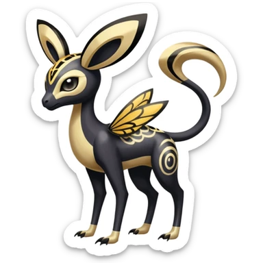  Egyptian Smooth Soft Glossy Tribal Exotic Colorful Tropical Meloetta-Venom-Heliolisk-Helioptile-Monster-Animal-Pokémon-Fakémon-fusion, full body, tribal markings  sticker