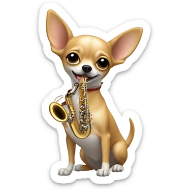 A chihuahua playing the saxophone sticker