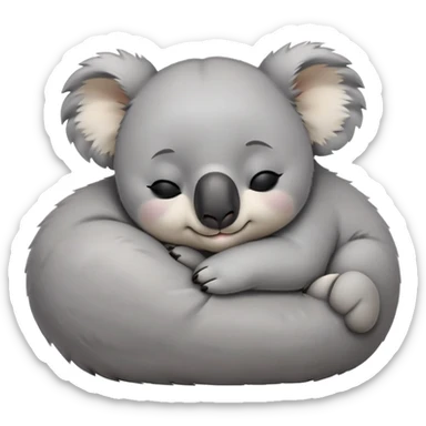 meme-worthy-cute-sleeping-koala-portrait-emoji,-head-resting-peacefully-with-a-contented-smile,-showcasing-a-cuddly-build-and-a-luxuriously-soft-grey-fur,-eyes-closed-in-a-serene,-restful-snooze,-simplified-yet-hilariously-adorable-features,-sleeping cute sticker