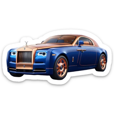 dark blue led lights on a streamlined channeled hot rodded delicately inlaid rose gold and wood accentuated sporty 1889 Rolls Royce with futuristic electric spaceship plasma neon glowing motors and lightening dynamos with wide racing wheels that are held strong by advanced suspension and steering sticker
