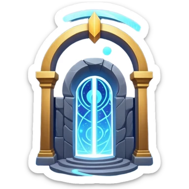 universe gate object icon, gigantic cosmic portal doorway, swirling galaxy energy inside, glowing starry aura, mystical space runes, fantasy sci-fi style, 3D cartoon, mobile game icon style, centered, clean background, no text, no watermark sticker