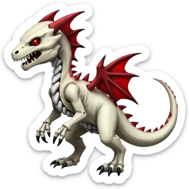 Shiny White Evil Glowing Eldritch Skeletal Creepy Edgy Badass Cool Marowak-Salandit-Duskull-Darkdramon-fusion with bloody red markings sticker