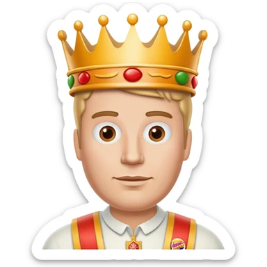 White man with a Burger King crown on  sticker