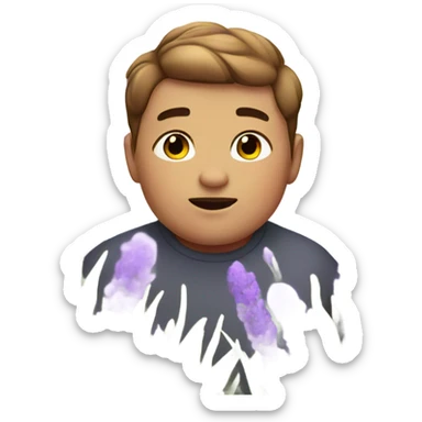 Chubby and cute boy in lavender farm  sticker