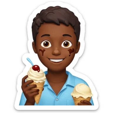 Black boy eating gelato  sticker
