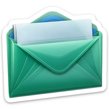 A simple emoji-style icon of a transparent green plastic gym folder envelope, slightly open, with clean edges, soft shine, and subtle shading, conveying fitness organization and active lifestyle. sticker